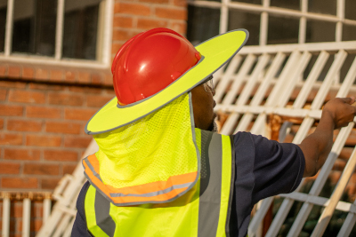 Lime sun protector for hard hat with reflective